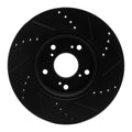 R1 13-25 Honda Civic Sedan Front Left Drilled & Slotted Black Brake Rotor