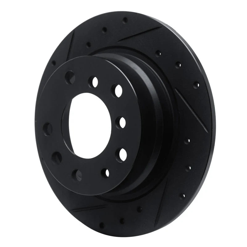 R1 69-81 BMW 2500 Rear Left Drilled & Slotted Black Brake Rotor