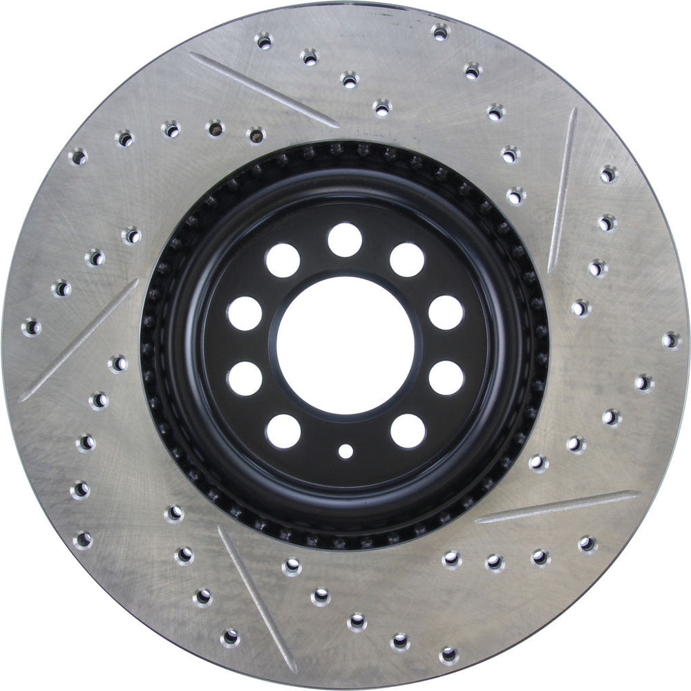 R1 00-06 Audi TT Quattro Front Right Drilled & Slotted Black Brake Rotor
