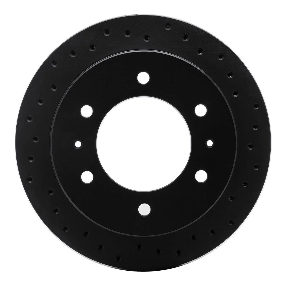R1 88-95 Nissan Pathfinder Rear Right Drilled Black Brake Rotor