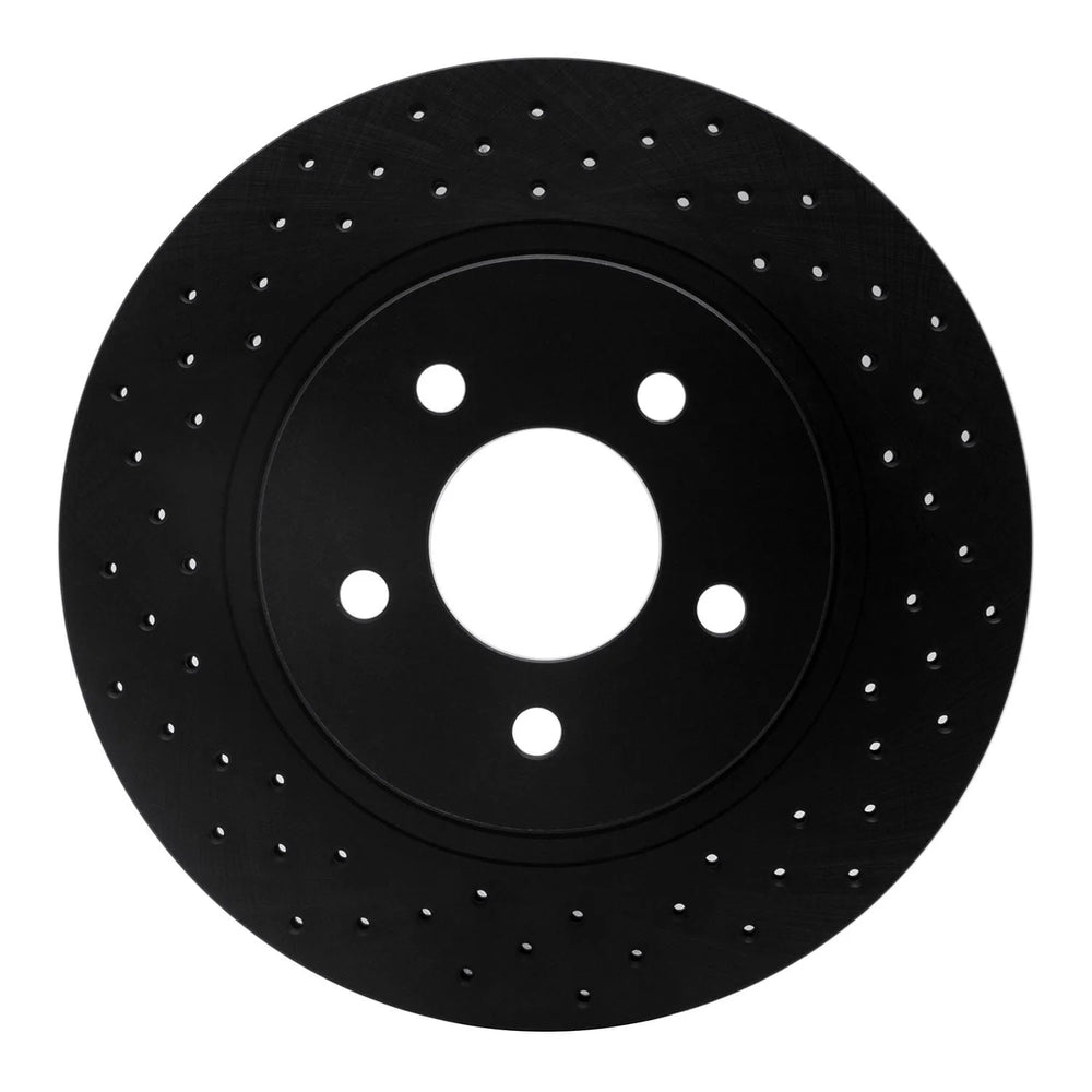R1 05-14 Ford Mustang Rear Left Drilled Black Brake Rotor