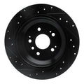 R1 16-25 Honda Ridgeline Rear Right Drilled & Slotted Black Brake Rotor