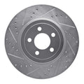 R1 05-23 Chrysler 300 Front Left Drilled & Slotted Silver Brake Rotor