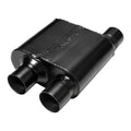 Super 10 Series Chambered Muffler Super 10 Series Stainless Steel 2.50 Offset In Dual Out Crossflow- Aggressive Sound Flowmaster