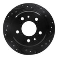 R1 82-89 BMW 524TD Rear Right Drilled & Slotted Black Brake Rotor