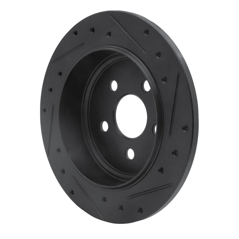 R1 03-10 Chrysler PT Cruiser Rear Left Drilled & Slotted Black Brake Rotor