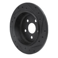 R1 03-10 Chrysler PT Cruiser Rear Left Drilled & Slotted Black Brake Rotor