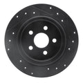 R1 03-10 Chrysler PT Cruiser Rear Left Drilled & Slotted Black Brake Rotor