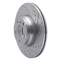 R1 12-18 BMW 330e Front Right Drilled & Slotted Silver Brake Rotor