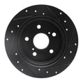 R1 2015-2025 Lexus NX200T Rear Left Drilled & Slotted Black Brake Rotor