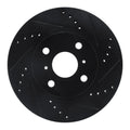 R1 06-19 Scion IQ Front Right Drilled & Slotted Black Brake Rotor