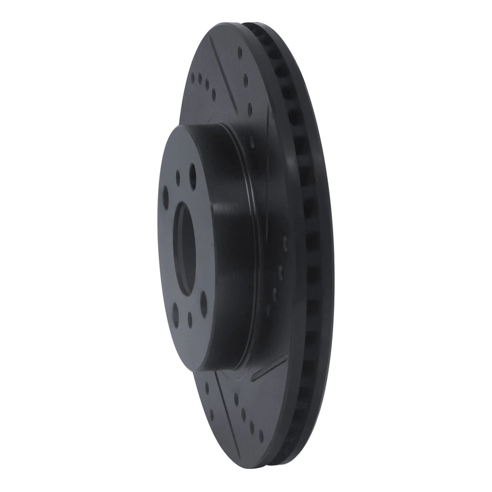 R1 06-19 Scion IQ Front Right Drilled & Slotted Black Brake Rotor