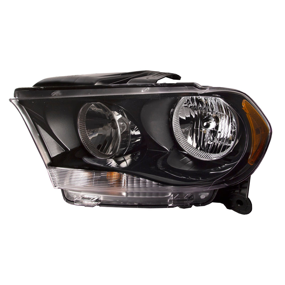 LH HEADLAMP ASSY COMPOSITE; HALOGEN; BLACK TRIM; DURANGO 1113