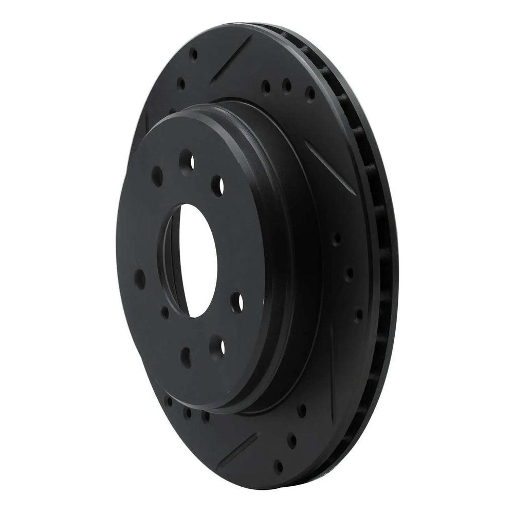 R1 86-91 Mazda RX-7 Rear Left Drilled & Slotted Black Brake Rotor