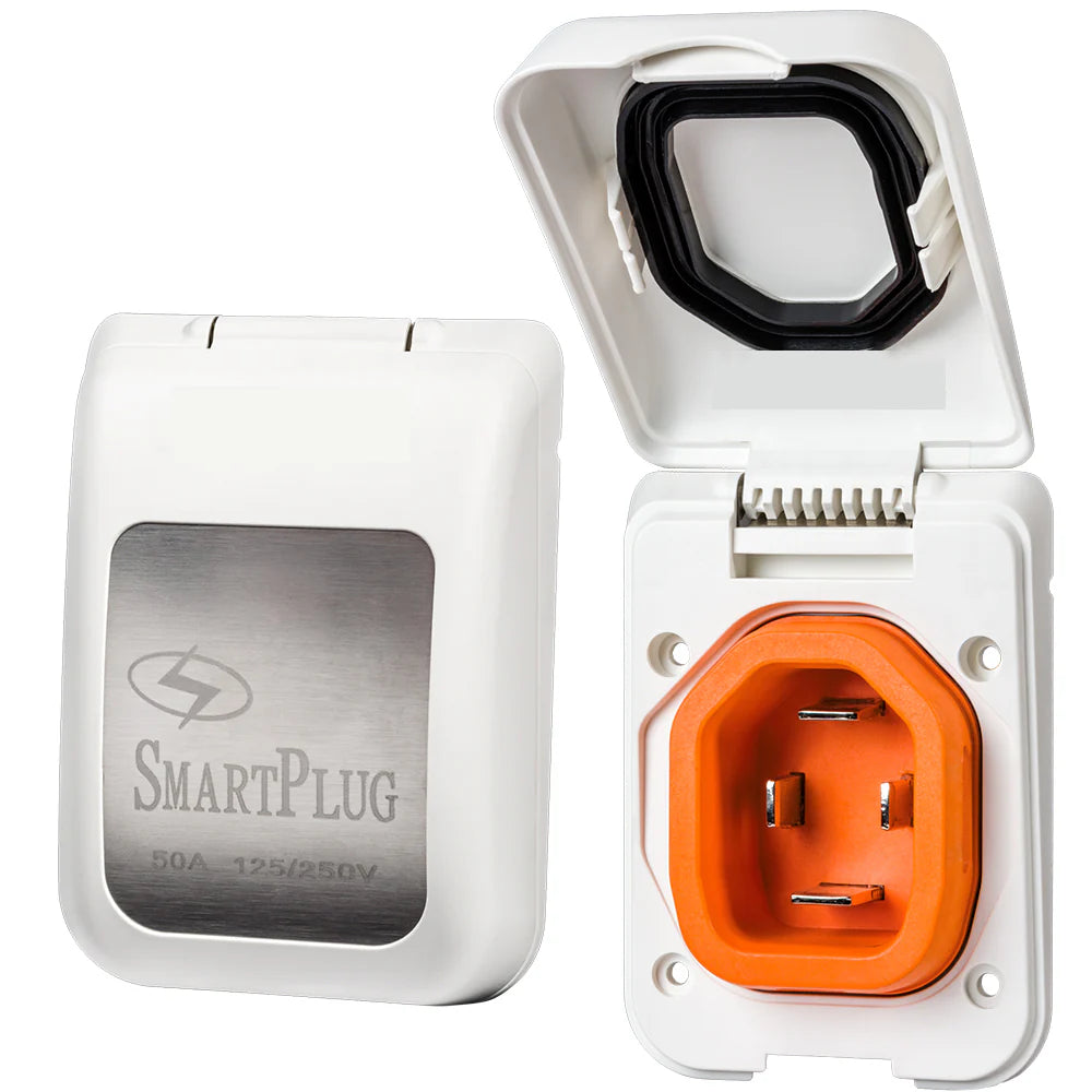 50 AMPNONMETALLIC INLET W/ WHITE COVER ASSEMBLY