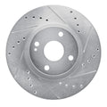 R1 01-05 Mazda Miata Front Right Drilled & Slotted Silver Brake Rotor