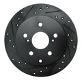 R1 09-13 Pontiac Vibe Rear Left Drilled & Slotted Black Brake Rotor