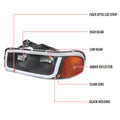 LED BAR HEADLIGHT WITH BLACK HOUSING CLEAR LENS AND AMBER REFLECTOR