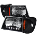 COMBO: 92-06 FORD ECONOLINE VAN HEADLIGHT WITH LED BLACK