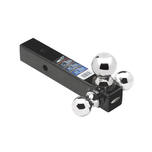 TRIBALL BALL MOUNT 2IN SQ SOLID SHANK W/CHROME 17/8IN 2IN & 25/16IN BALLS BLACK