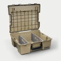D-CO CASE HALFRACK 32 INC TWO CASE DIVIDERS TAN WITH BLACK LATCHES