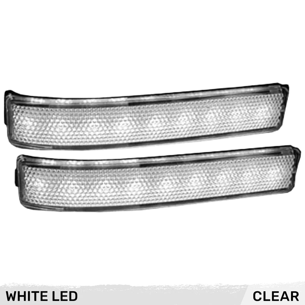 ~(1 lbs. 10X4X2)~ Ford 09-14 F150 and RAPTOR Side Mirror Lenses w/ WHITE LED Running Lights or Turn Signals (2-Piece Set) - Clear Lens