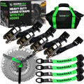 Rhino USA Lasso Straps; Basket Straps - Black - Flat Hook