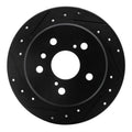 R1 92-03 Lexus ES300 Rear Left Drilled & Slotted Black Brake Rotor