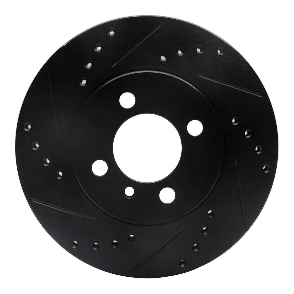 R1 84-91 BMW 325I (USA/Canada) Front Left Drilled & Slotted Black Brake Rotor