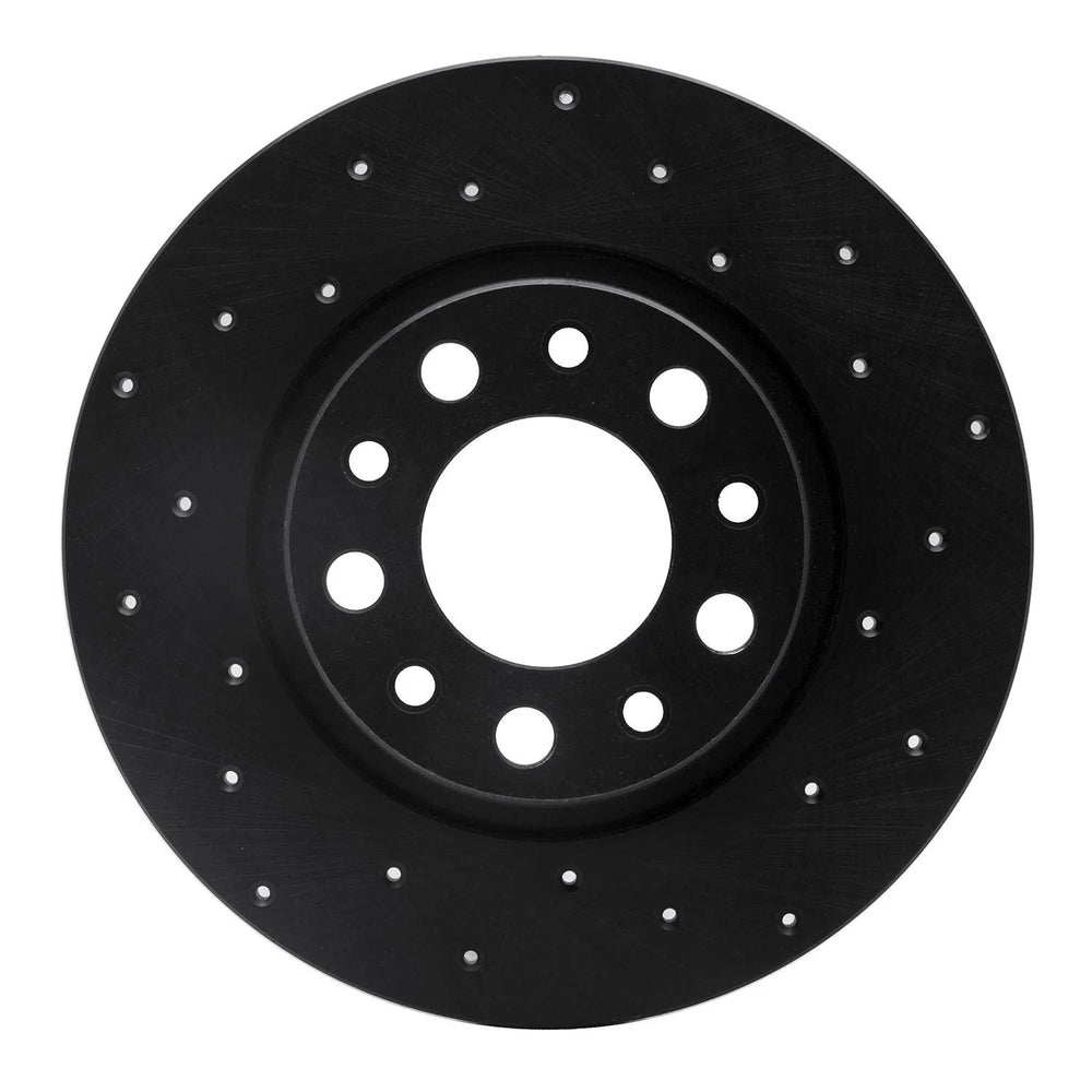 R1 93-04 Chrysler 300M Rear Right Drilled Black Brake Rotor