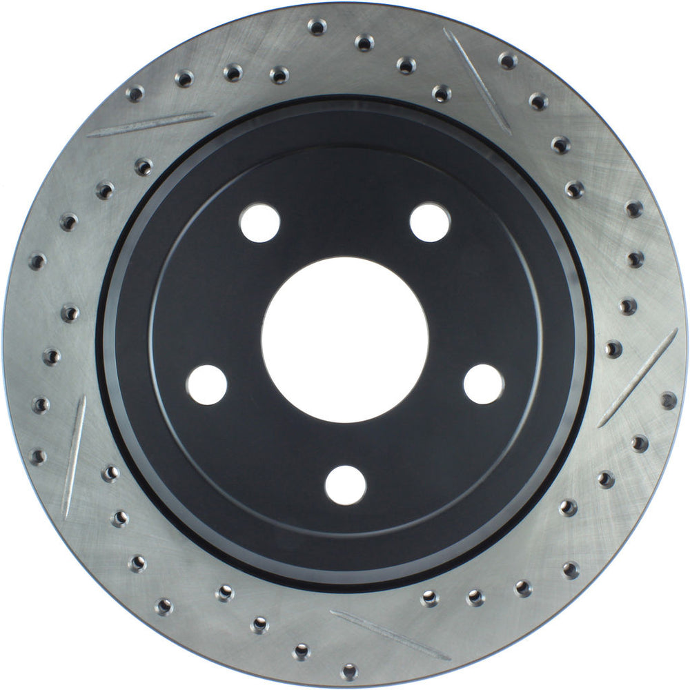 R1 92-94 Acura Vigor Rear Left Drilled & Slotted Black Brake Rotor