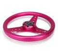 NRG Aluminum 330mm Steering Wheel Heart Cut Out w/ Ergonomic Grip - Anodized Pink