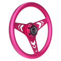 NRG Aluminum Steering Wheel 330mm - Arow Cutout - Ergonomic Grip - Anadized Purple