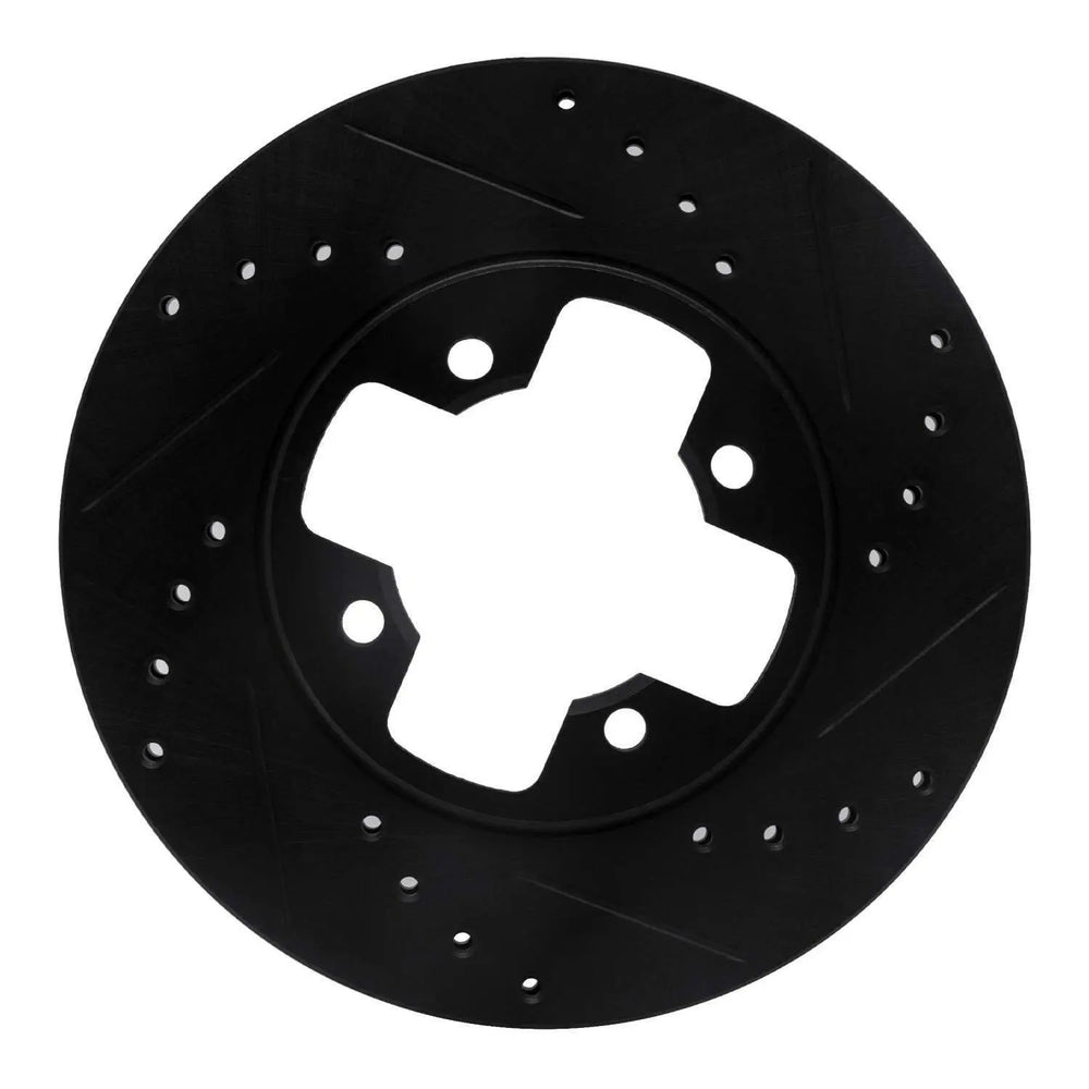 R1 79-83 Nissan 280ZX Front Right Drilled & Slotted Black Brake Rotor