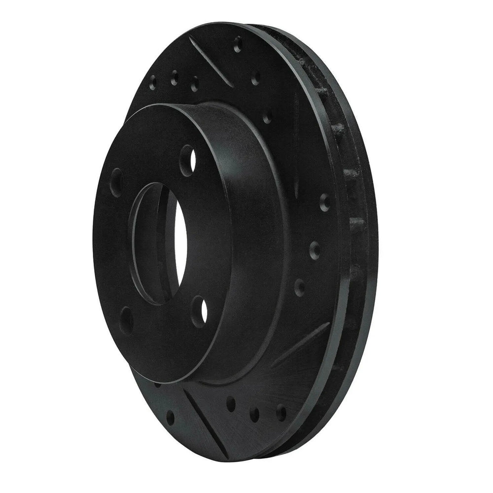 R1 81-94 Ford TEMPO Front Right Drilled & Slotted Black Brake Rotor