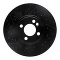 R1 07-15 Mini Cooper Clubman Front Drilled & Slotted Black Brake Rotor