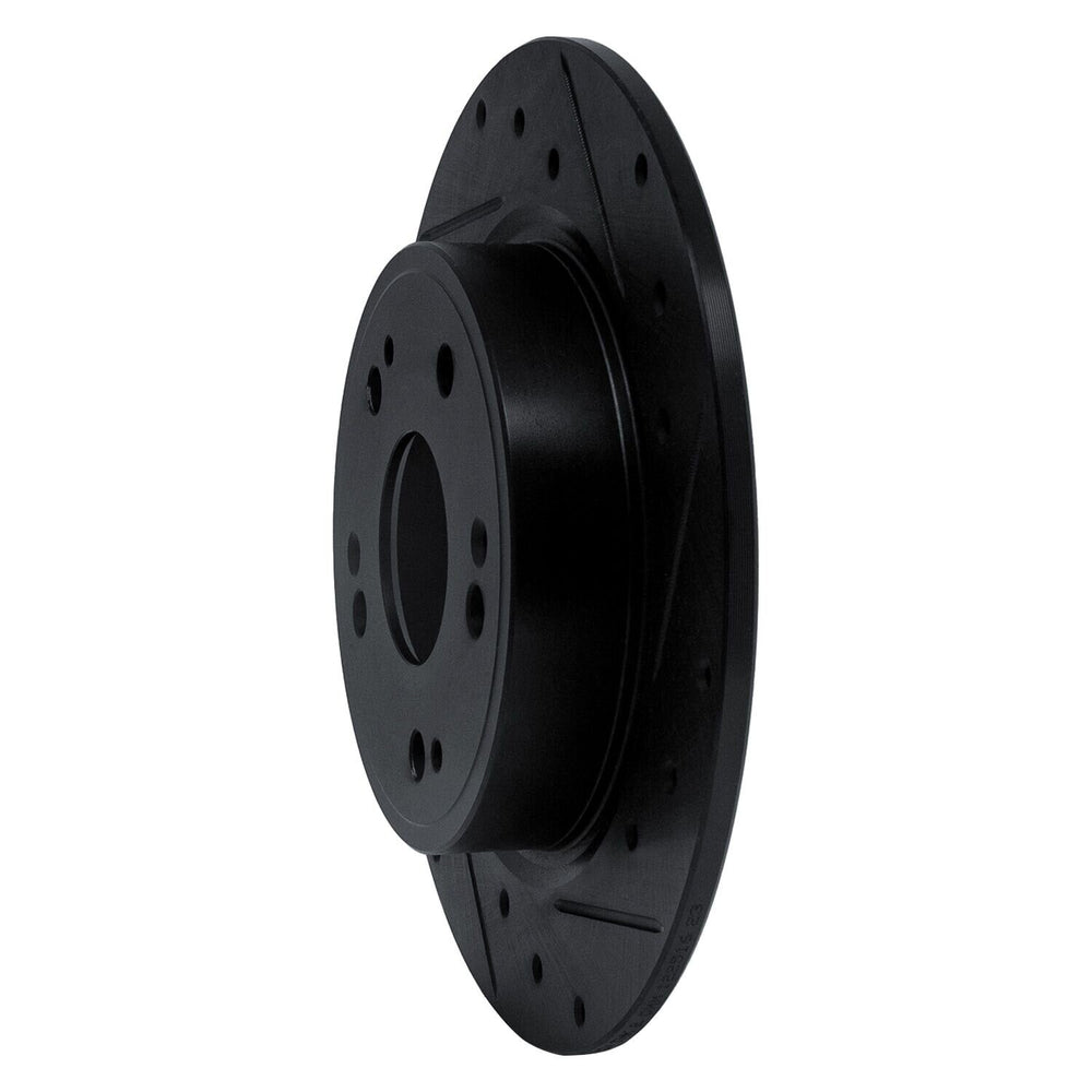 R1 16-16 Honda CR-Z Rear Right Drilled & Slotted Black Brake Rotor