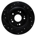 R1 16-16 Honda CR-Z Rear Right Drilled & Slotted Black Brake Rotor
