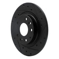 R1 16-18 Mazda CX-3 Rear Right Drilled & Slotted Black Brake Rotor