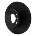 R1 96-03 BMW 528I Front Left Drilled & Slotted Black Brake Rotor