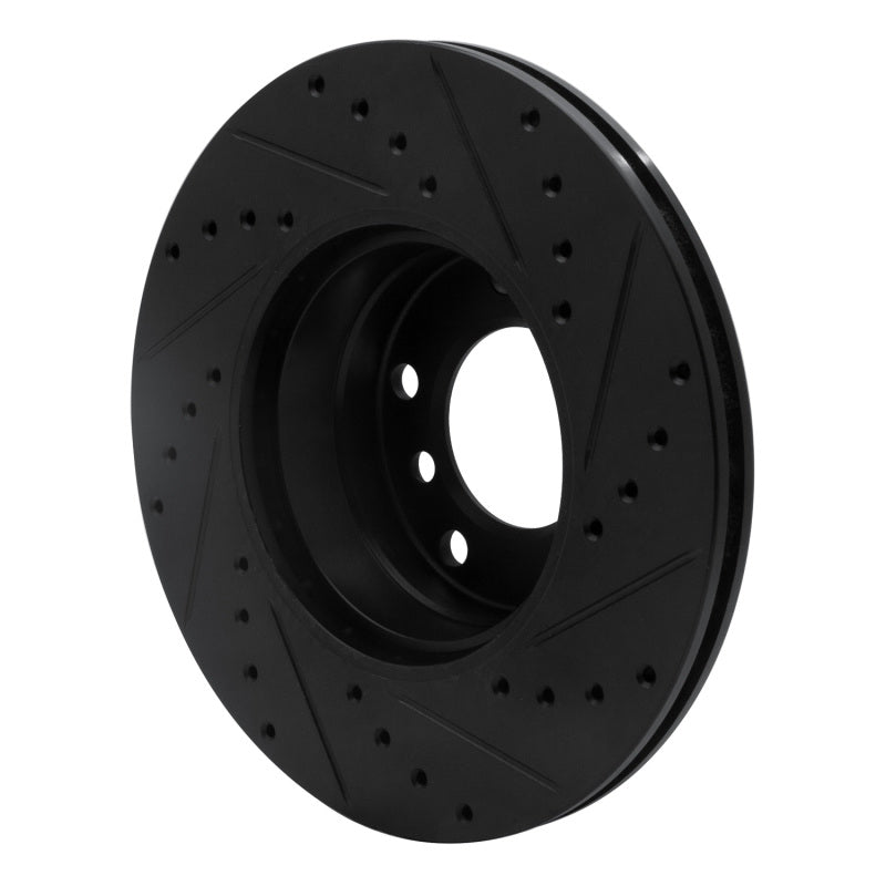 R1 96-03 BMW 528I Front Left Drilled & Slotted Black Brake Rotor