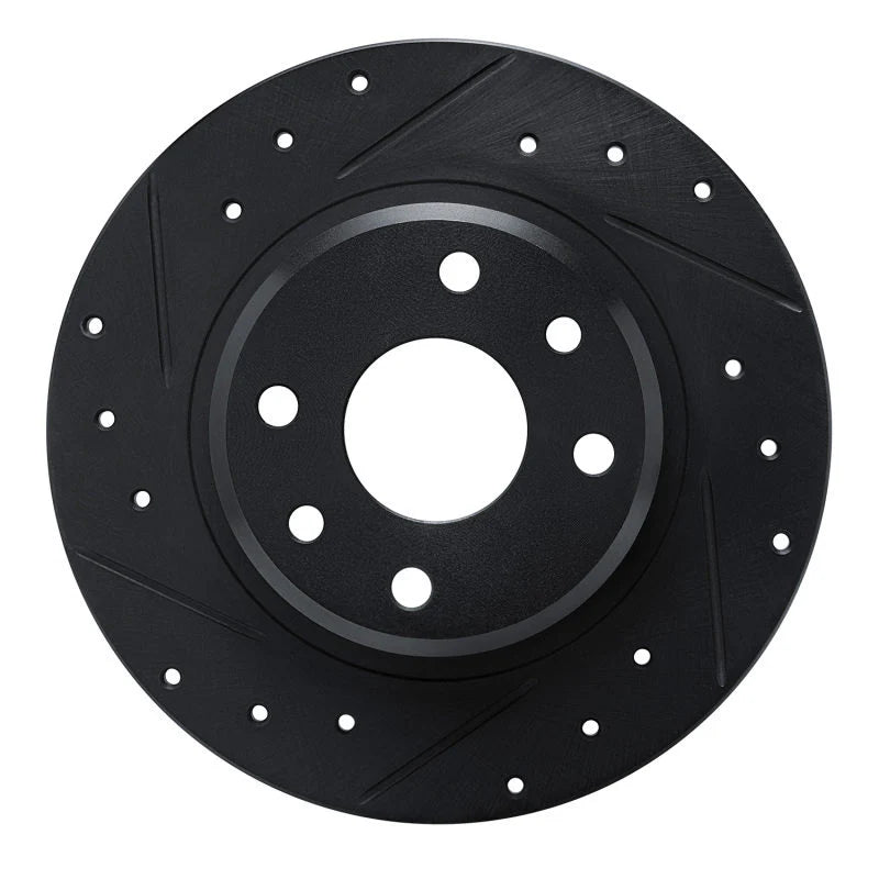 R1 90-93 Asuna SUNFIRE Rear Left Drilled & Slotted Black Brake Rotor