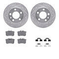 R1 99-15 Audi TT Rear Drilled & Slotted Silver Brake Rotor Set w/Ceramic Pads and Hardware