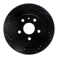 R1 08-19 Cadillac CTS Rear Left Drilled & Slotted Black Brake Rotor
