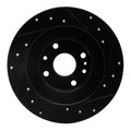 R1 01-05 Mazda Miata Rear Left Drilled & Slotted Black Brake Rotor