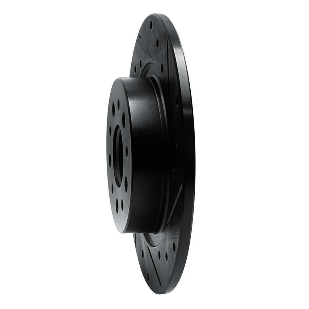 R1 14-19 Fiat 500L Rear Right Drilled & Slotted Black Brake Rotor
