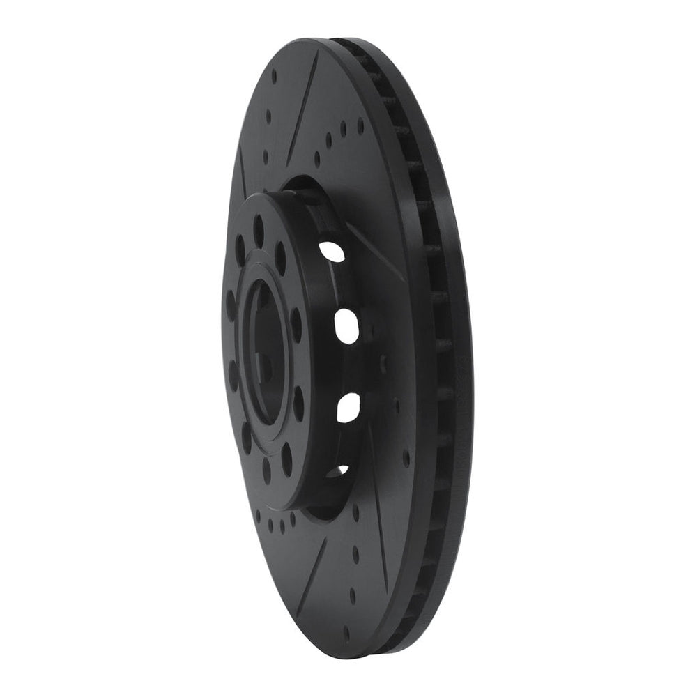 R1 92-08 Audi A4 (Mexico) Front Left Drilled & Slotted Black Brake Rotor
