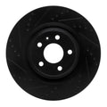 R1 2008-2025 Audi A6 Allroad Rear Left Drilled & Slotted Black Brake Rotor