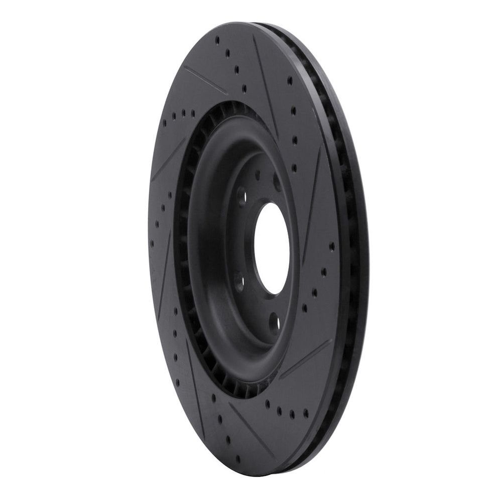 R1 2008-2025 Audi A6 Allroad Rear Left Drilled & Slotted Black Brake Rotor