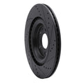 R1 2008-2025 Audi A6 Allroad Rear Left Drilled & Slotted Black Brake Rotor